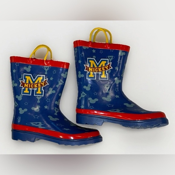 Disney Mickey Mouse Waterproof Rain Boots Kids Youth Children's Size 2 EUC - Picture 3 of 7